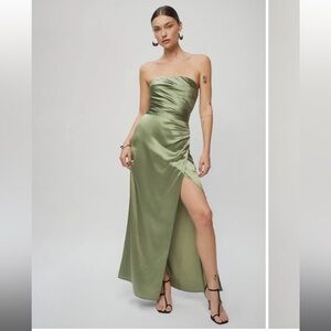 Reformation Barrow Silk Dress in Artichoke - Size 4